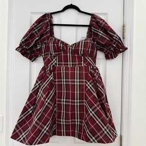 Anthropologie Maeve Red Plaid Mini Dress Size Medium